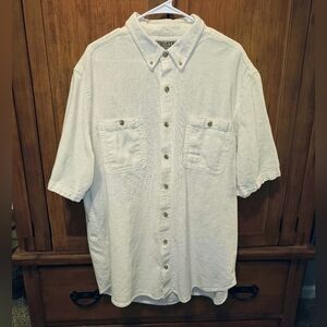 Duluth Treading CO White Button-Up Shirt 55% Hemp 45% Cotton Mens XLT